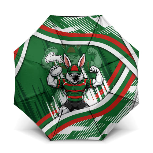 Rabbitohs Rugby Mascot Umbrella Fierce Athlete Graphic in Sports Style