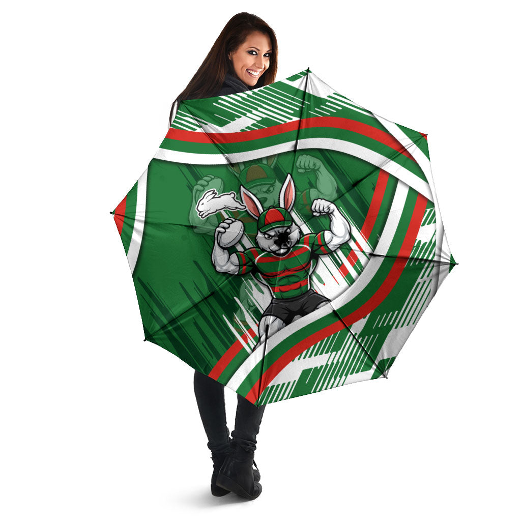 Rabbitohs Rugby Mascot Umbrella Fierce Athlete Graphic in Sports Style