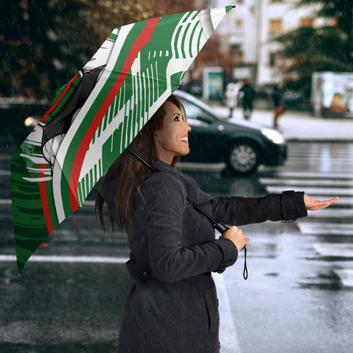 Rabbitohs Rugby Mascot Umbrella Fierce Athlete Graphic in Sports Style