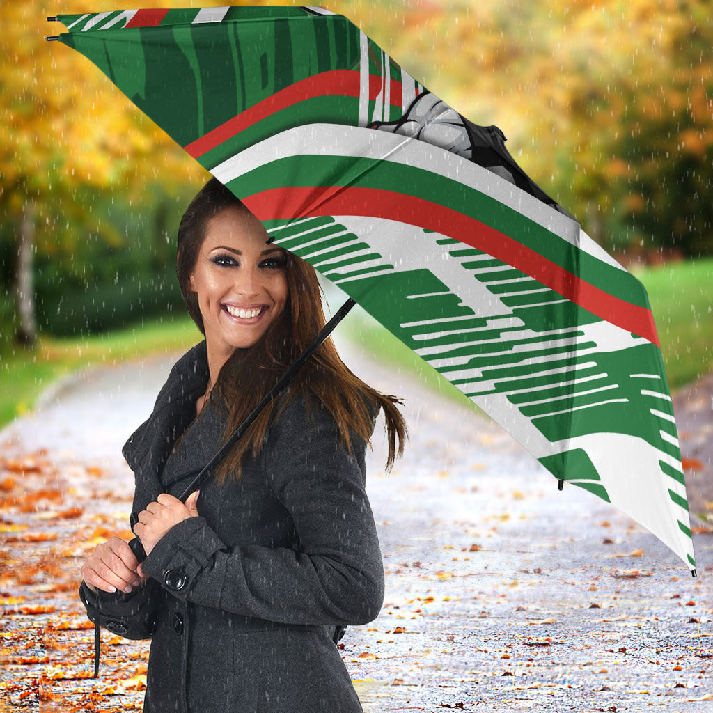 Rabbitohs Rugby Mascot Umbrella Fierce Athlete Graphic in Sports Style