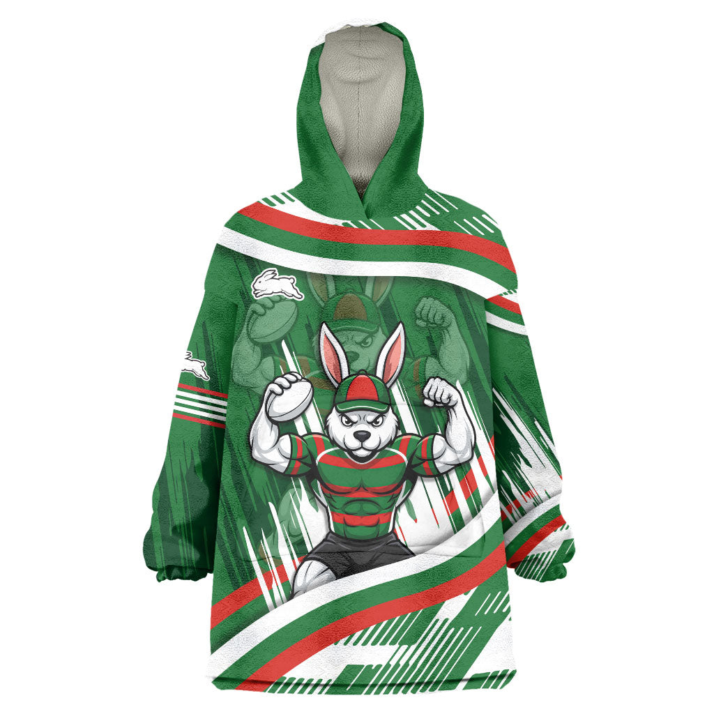 Rabbitohs Rugby Mascot Wearable Blanket Hoodie Fierce Athlete Graphic in Sports Style