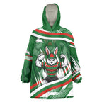 Rabbitohs Rugby Mascot Wearable Blanket Hoodie Fierce Athlete Graphic in Sports Style