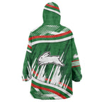 Rabbitohs Rugby Mascot Wearable Blanket Hoodie Fierce Athlete Graphic in Sports Style