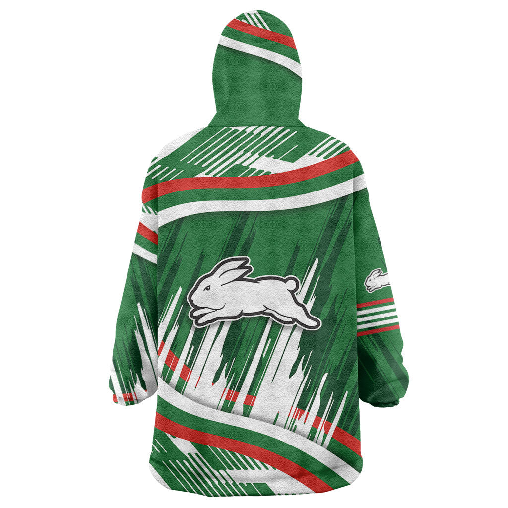 Rabbitohs Rugby Mascot Wearable Blanket Hoodie Fierce Athlete Graphic in Sports Style