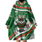 Rabbitohs Rugby Mascot Wearable Blanket Hoodie Fierce Athlete Graphic in Sports Style