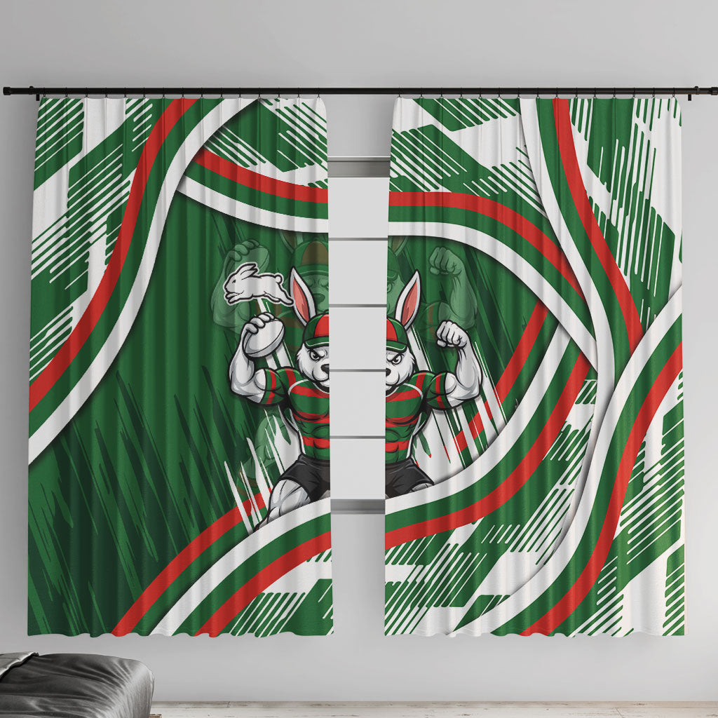 Rabbitohs Rugby Mascot Window Curtain Fierce Athlete Graphic in Sports Style