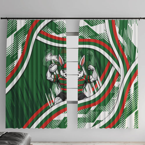 Rabbitohs Rugby Mascot Window Curtain Fierce Athlete Graphic in Sports Style