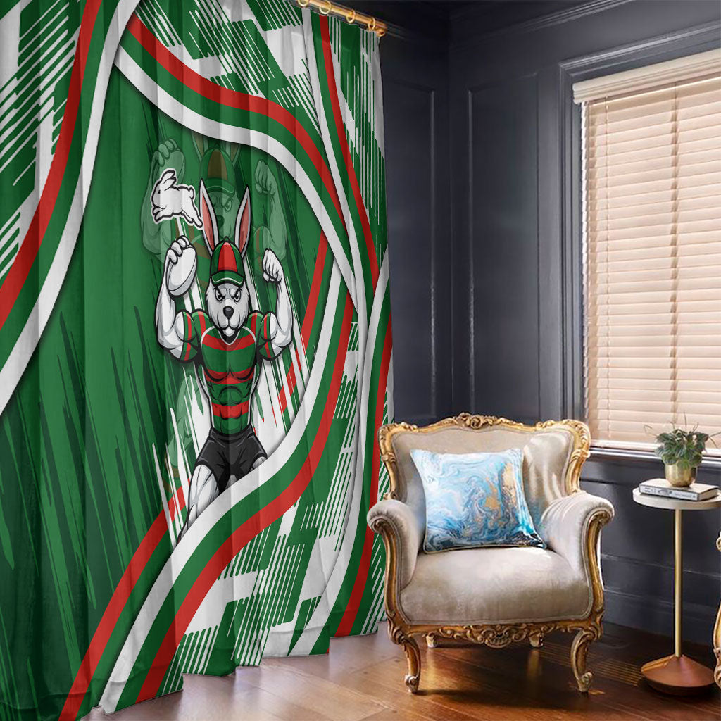 Rabbitohs Rugby Mascot Window Curtain Fierce Athlete Graphic in Sports Style