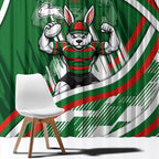 Rabbitohs Rugby Mascot Window Curtain Fierce Athlete Graphic in Sports Style