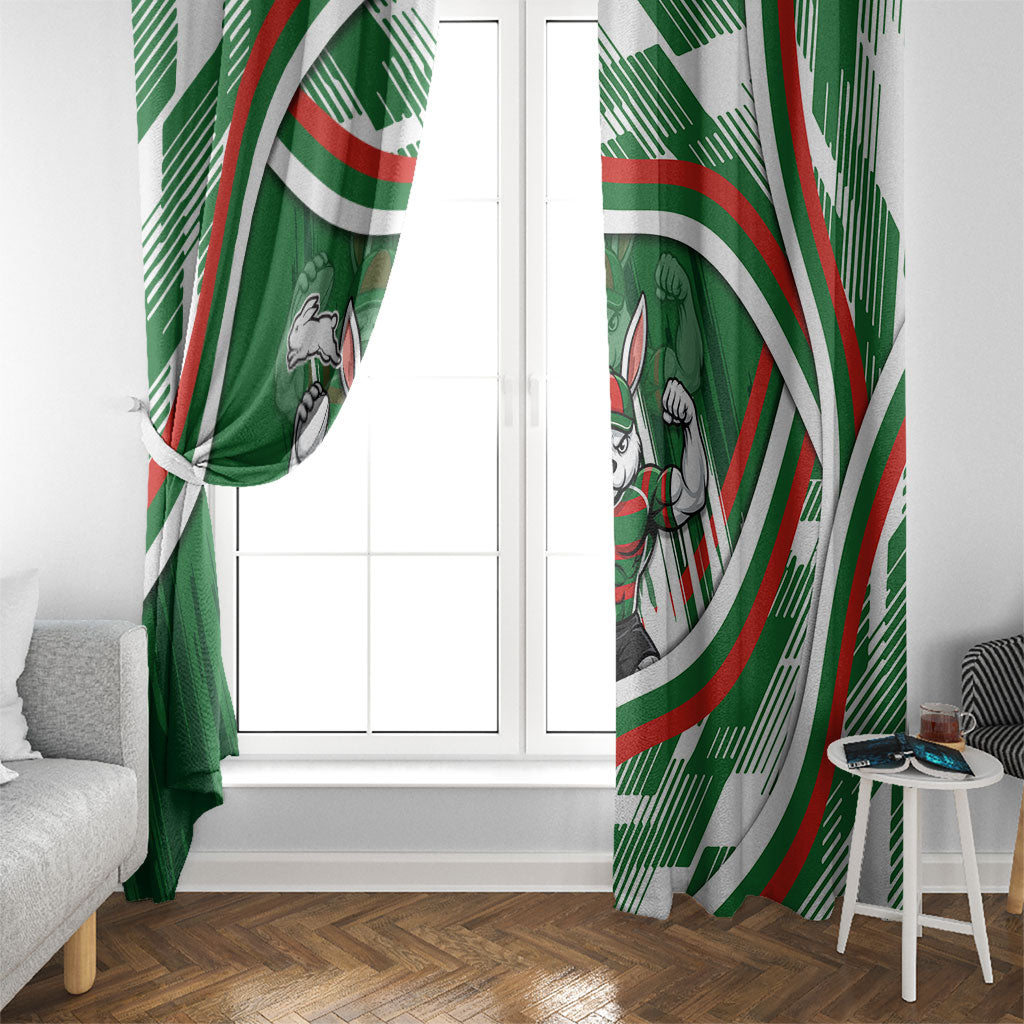 Rabbitohs Rugby Mascot Window Curtain Fierce Athlete Graphic in Sports Style