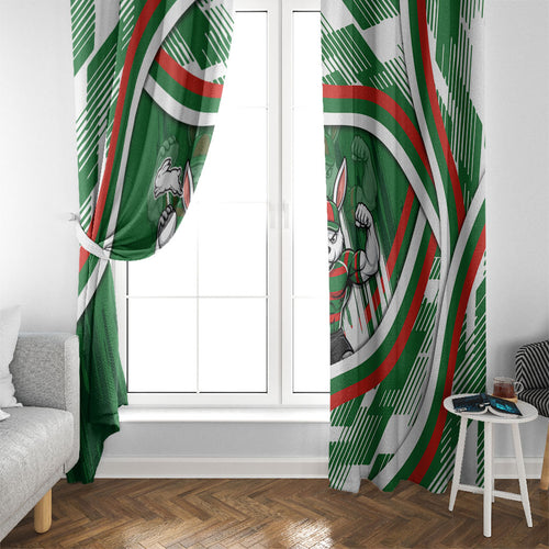 Rabbitohs Rugby Mascot Window Curtain Fierce Athlete Graphic in Sports Style