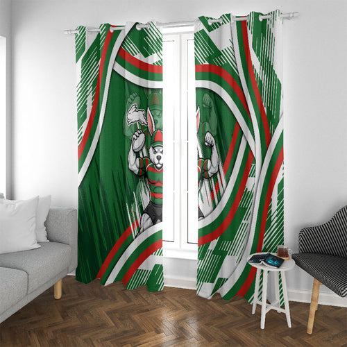 Rabbitohs Rugby Mascot Window Curtain Fierce Athlete Graphic in Sports Style