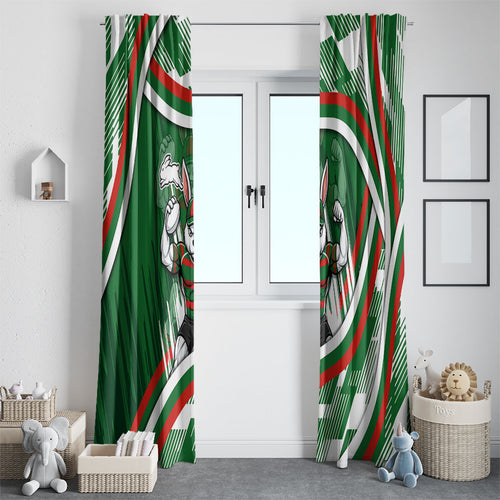 Rabbitohs Rugby Mascot Window Curtain Fierce Athlete Graphic in Sports Style