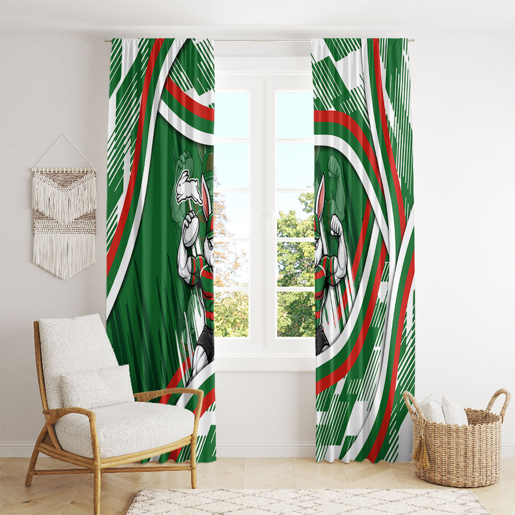 Rabbitohs Rugby Mascot Window Curtain Fierce Athlete Graphic in Sports Style