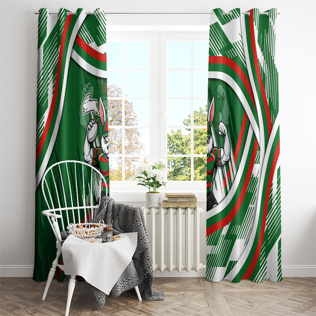 Rabbitohs Rugby Mascot Window Curtain Fierce Athlete Graphic in Sports Style