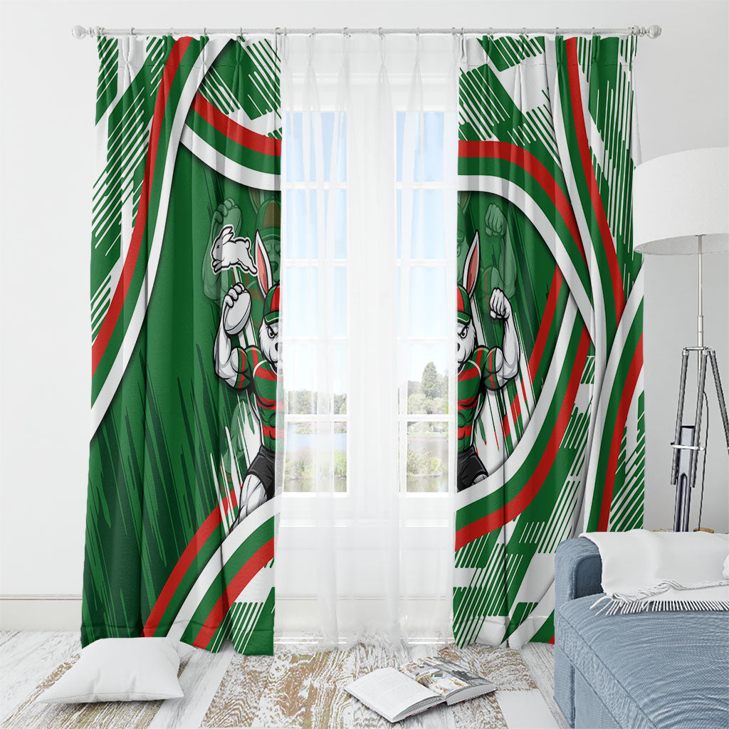 Rabbitohs Rugby Mascot Window Curtain Fierce Athlete Graphic in Sports Style