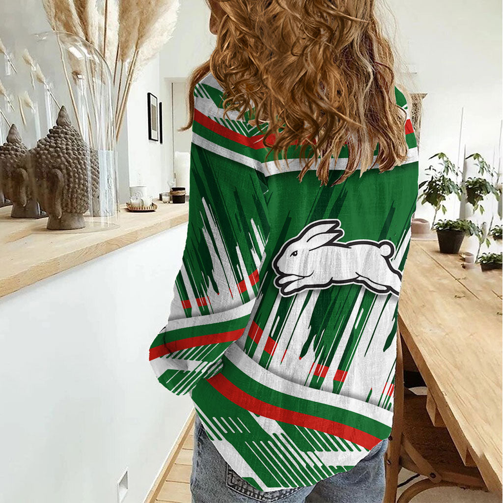 Rabbitohs Rugby Mascot Women Casual Shirt Fierce Athlete Graphic in Sports Style
