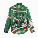 Rabbitohs Rugby Mascot Women Casual Shirt Fierce Athlete Graphic in Sports Style