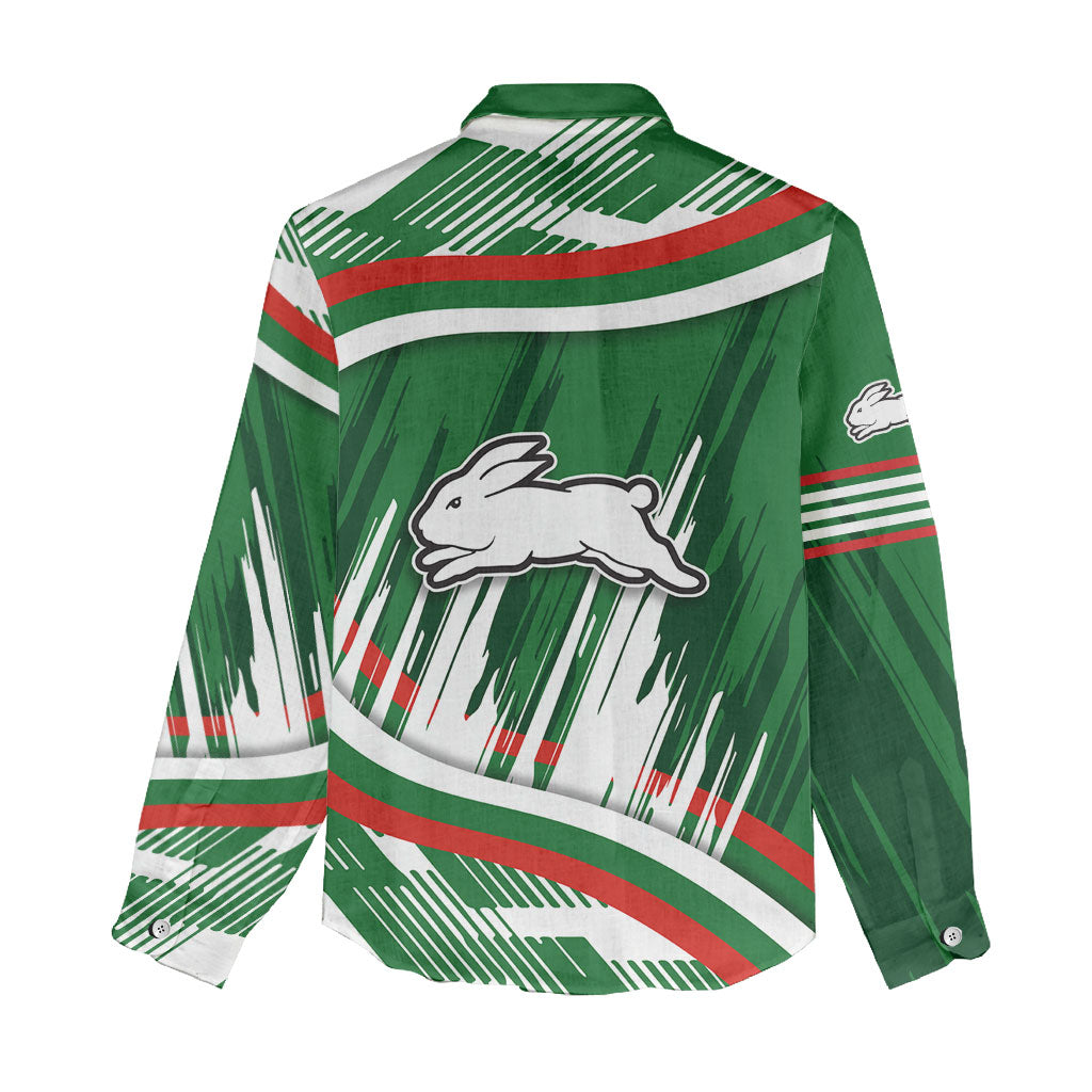 Rabbitohs Rugby Mascot Women Casual Shirt Fierce Athlete Graphic in Sports Style