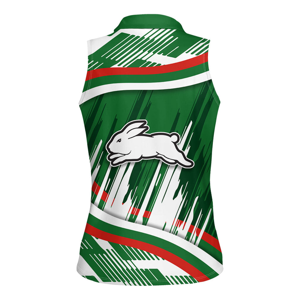 Rabbitohs Rugby Mascot Women Sleeveless Polo Shirt Fierce Athlete Graphic in Sports Style