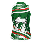 Rabbitohs Rugby Mascot Women Sleeveless Polo Shirt Fierce Athlete Graphic in Sports Style