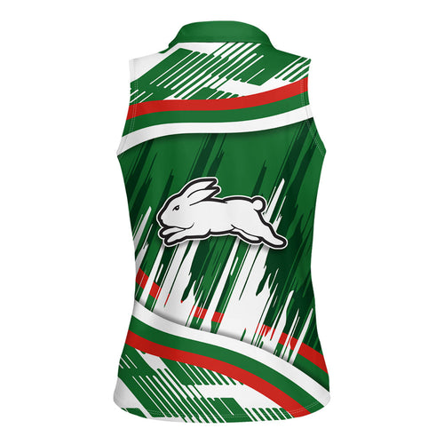 Rabbitohs Rugby Mascot Women Sleeveless Polo Shirt Fierce Athlete Graphic in Sports Style