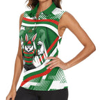 Rabbitohs Rugby Mascot Women Sleeveless Polo Shirt Fierce Athlete Graphic in Sports Style