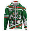 Rabbitohs Rugby Mascot Zip Hoodie Fierce Athlete Graphic in Sports Style