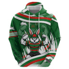 Rabbitohs Rugby Mascot Zip Hoodie Fierce Athlete Graphic in Sports Style
