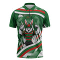 Rabbitohs Rugby Mascot Zipper Polo Shirt Fierce Athlete Graphic in Sports Style