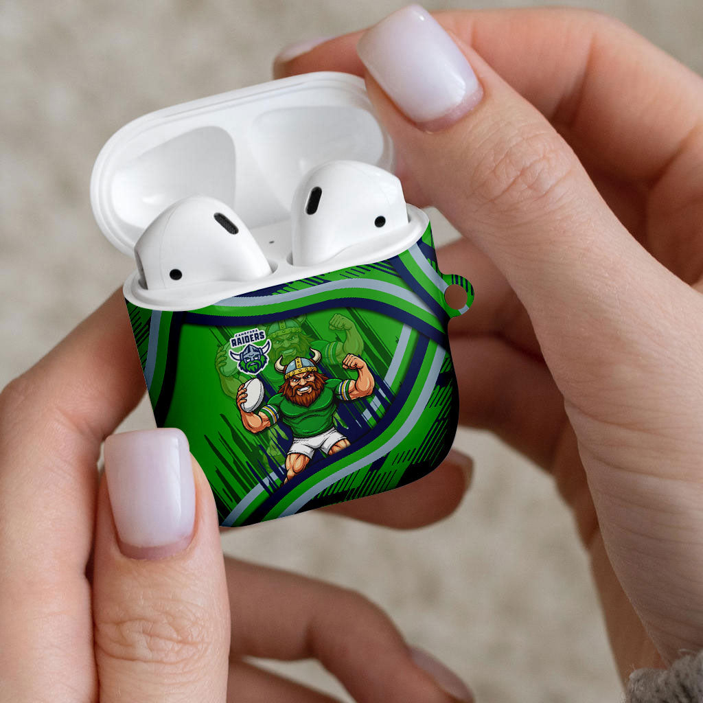 Canberra Raiders Rugby Mascot AirPods Case Fierce Athlete Graphic in Sports Style