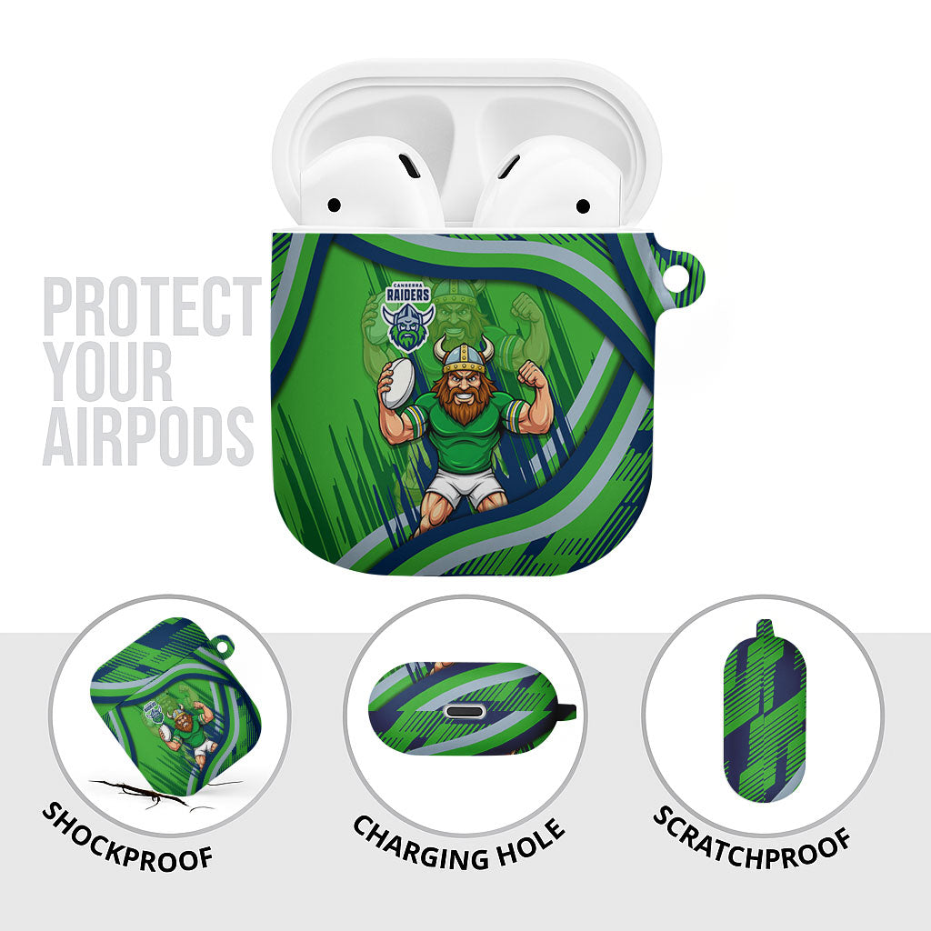 Canberra Raiders Rugby Mascot AirPods Case Fierce Athlete Graphic in Sports Style