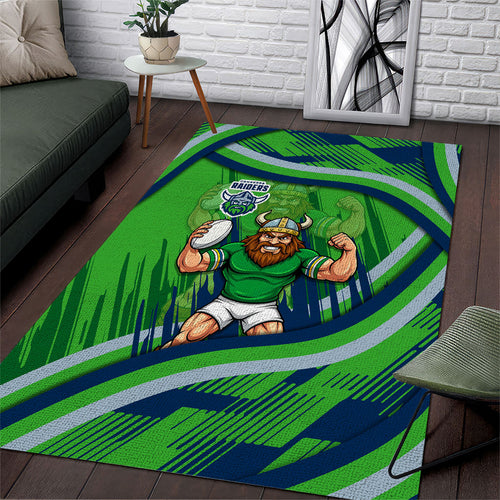 Canberra Raiders Rugby Mascot Area Rug Fierce Athlete Graphic in Sports Style