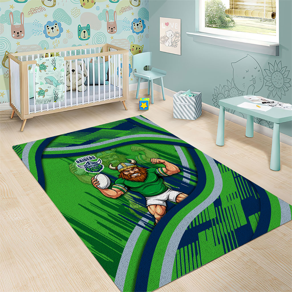 Canberra Raiders Rugby Mascot Area Rug Fierce Athlete Graphic in Sports Style