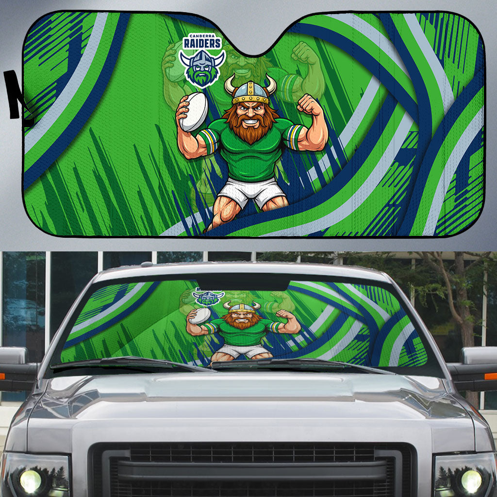 Canberra Raiders Rugby Mascot Auto Sun Shade Fierce Athlete Graphic in Sports Style