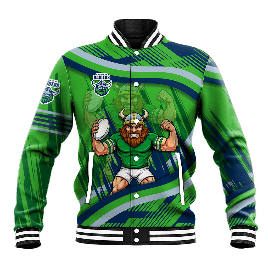 Canberra Raiders Rugby Mascot Baseball Jacket Fierce Athlete Graphic in Sports Style