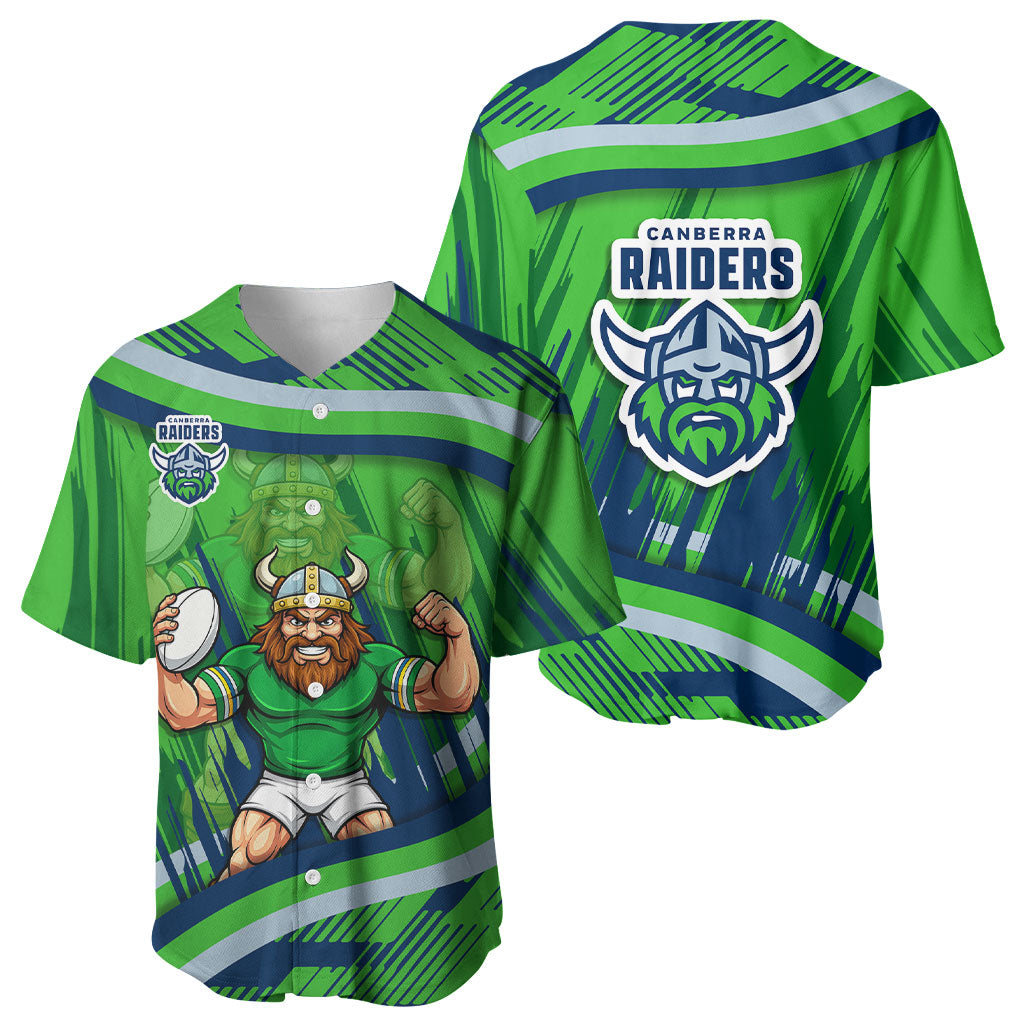 Canberra Raiders Rugby Mascot Baseball Jersey Fierce Athlete Graphic in Sports Style