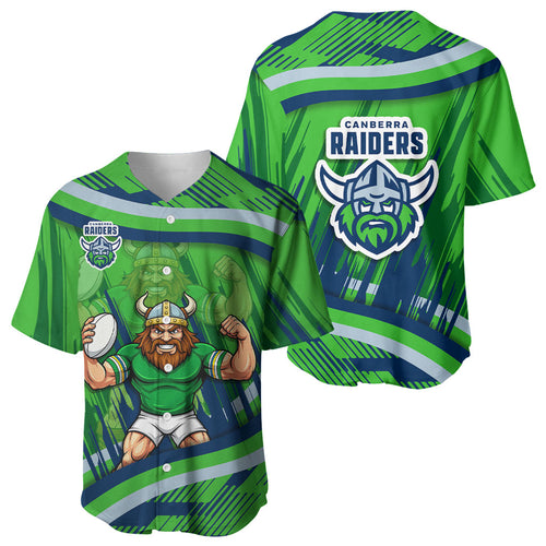 Canberra Raiders Rugby Mascot Baseball Jersey Fierce Athlete Graphic in Sports Style