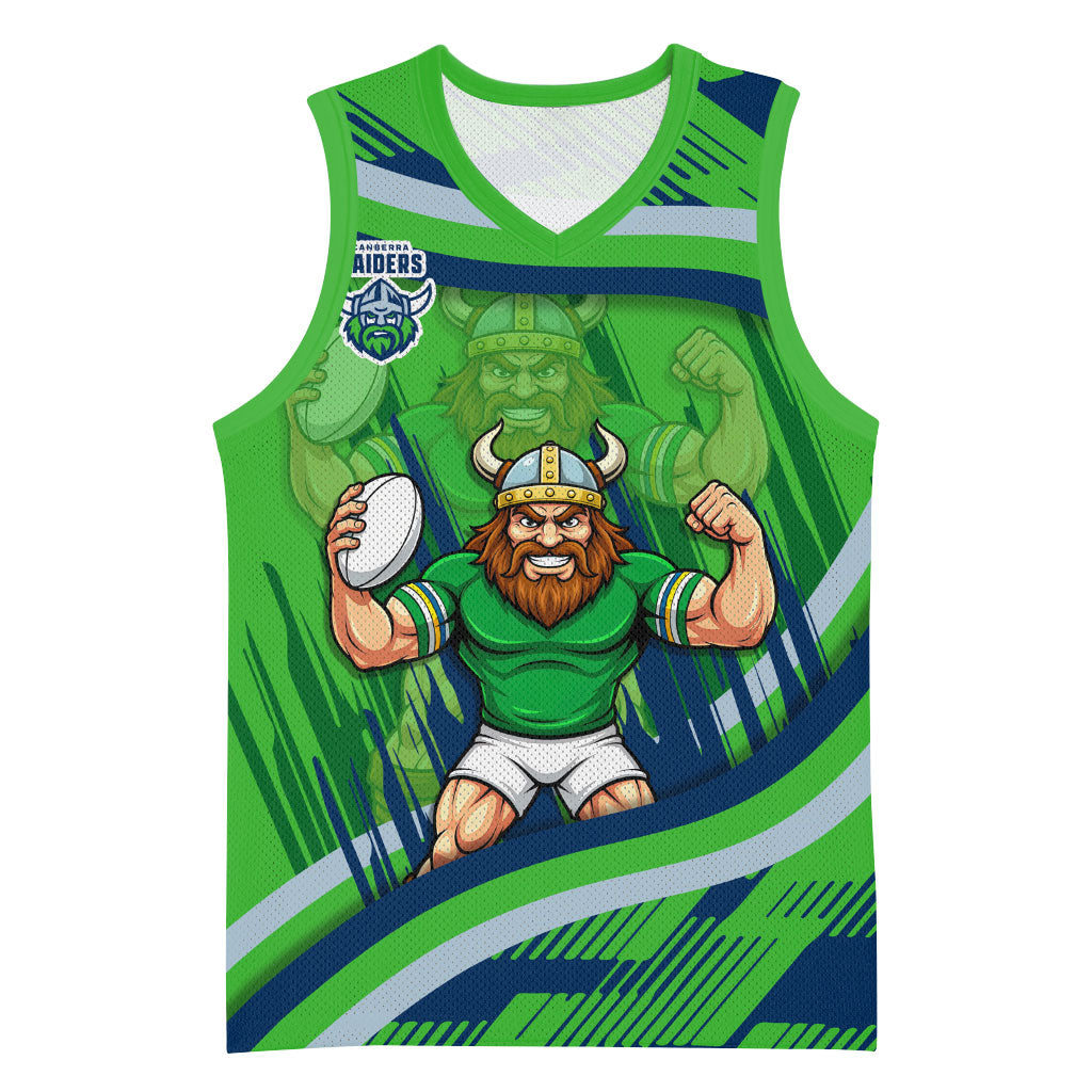 Canberra Raiders Rugby Mascot Basketball Jersey Fierce Athlete Graphic in Sports Style