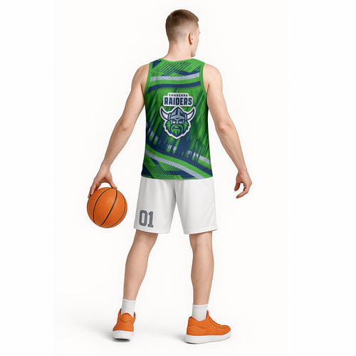 Canberra Raiders Rugby Mascot Basketball Jersey Fierce Athlete Graphic in Sports Style