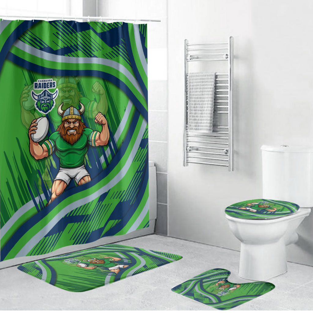 Canberra Raiders Rugby Mascot Bathroom Set Fierce Athlete Graphic in Sports Style