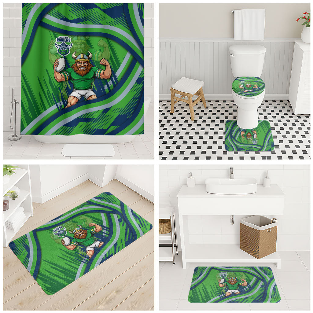 Canberra Raiders Rugby Mascot Bathroom Set Fierce Athlete Graphic in Sports Style