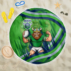 Canberra Raiders Rugby Mascot Beach Blanket Fierce Athlete Graphic in Sports Style