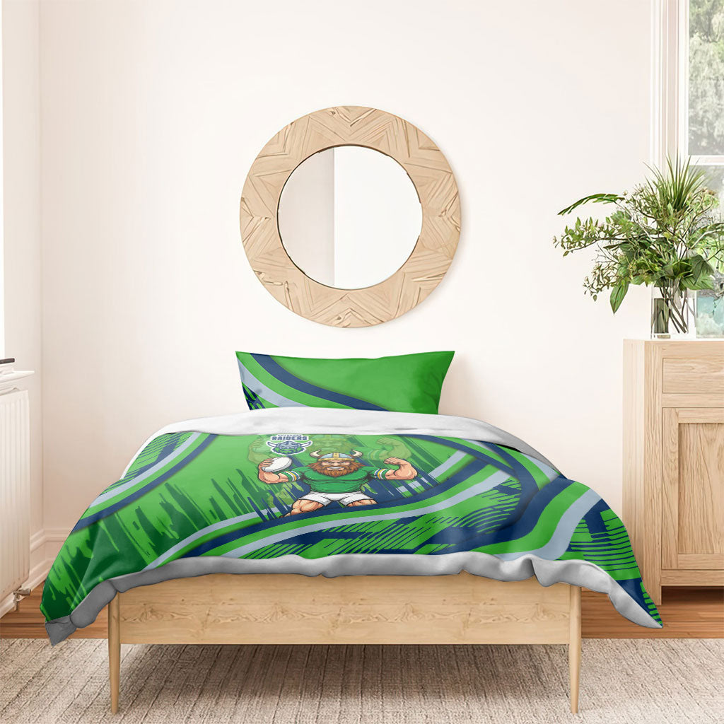 Canberra Raiders Rugby Mascot Bedding Set Fierce Athlete Graphic in Sports Style