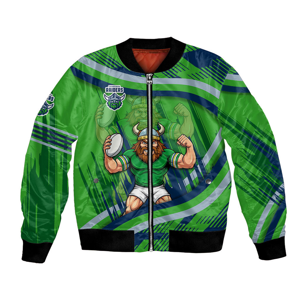 Canberra Raiders Rugby Mascot Bomber Jacket Fierce Athlete Graphic in Sports Style