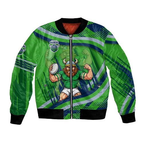 Canberra Raiders Rugby Mascot Bomber Jacket Fierce Athlete Graphic in Sports Style