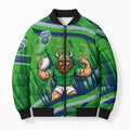 Canberra Raiders Rugby Mascot Bomber Puffer Jacket Fierce Athlete Graphic in Sports Style