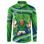 Canberra Raiders Rugby Mascot Button Sweatshirt Fierce Athlete Graphic in Sports Style