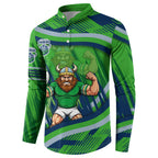 Canberra Raiders Rugby Mascot Button Sweatshirt Fierce Athlete Graphic in Sports Style
