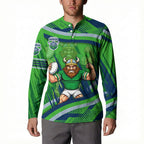 Canberra Raiders Rugby Mascot Button Sweatshirt Fierce Athlete Graphic in Sports Style